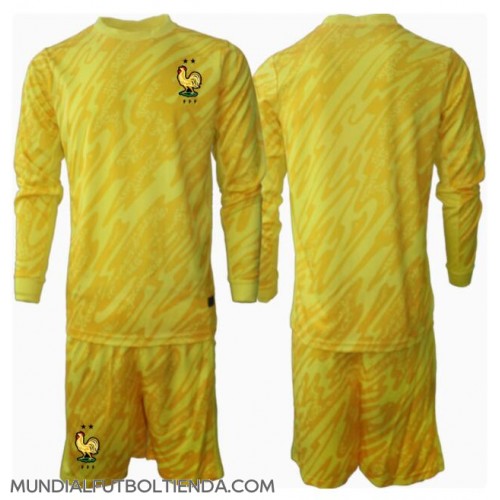 Camiseta Francia Portero Primera Equipación Replica Eurocopa 2024 para niños mangas largas (+ Pantalones cortos)